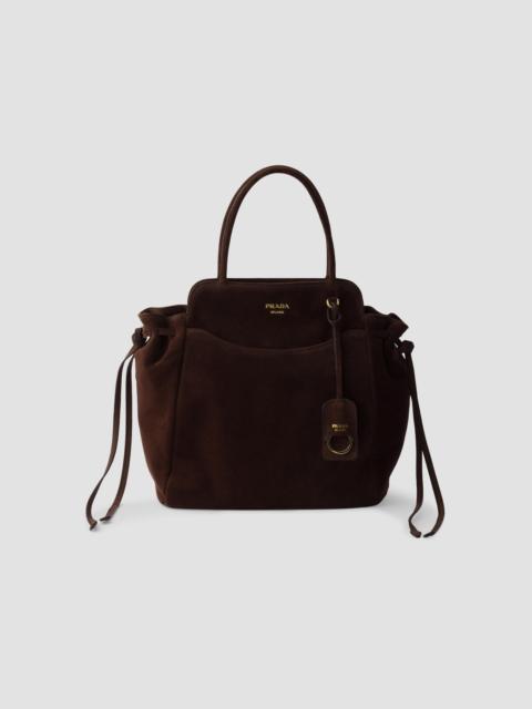 Prada Women's Carry Medium Suede Tote Bag - Brown