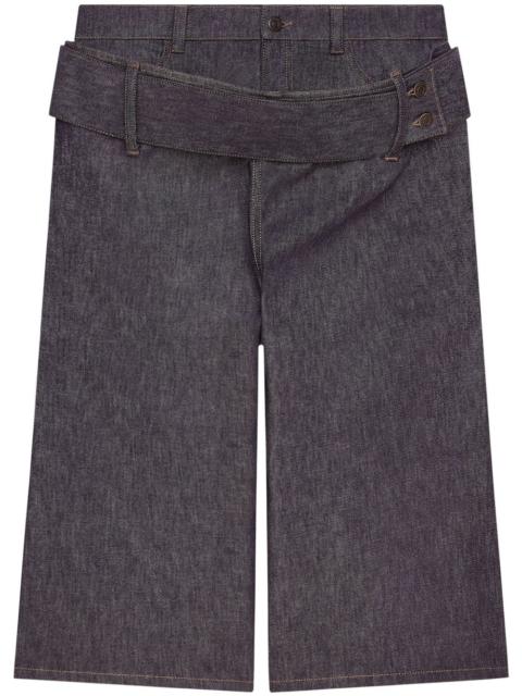 courrèges double-belted denim shorts