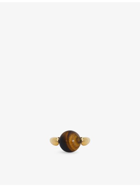 MONICA VINADER Kate Young Round 18ct Yellow Gold Vermeil And Tiger's Eye Gemstone Ring