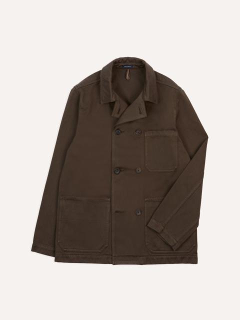 Drake's Brown Cotton Double-Breasted Chore Coat