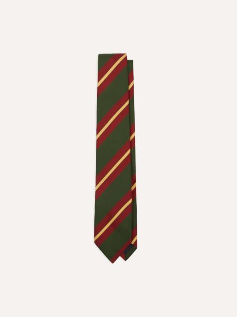 Drake's Green, Red and Gold Stripe Mogador Cotton-Silk Tipped Tie
