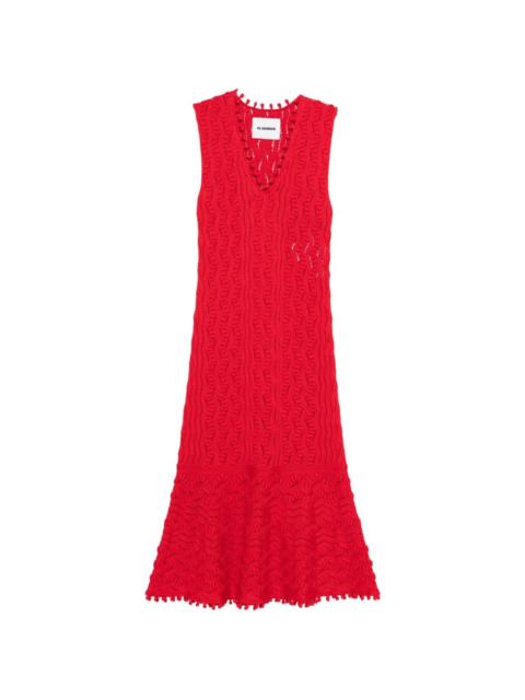 Jil Sander pom-pom V-neck midi dress