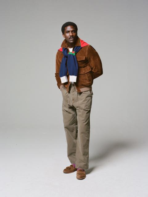 Drake's Army Green Cotton Drawstring Fatigue Trouser