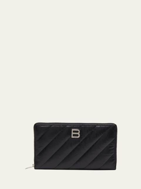 BALENCIAGA Crush Zip Quilted Continental Wallet