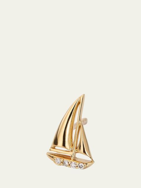 SYDNEY EVAN 14K Yellow Gold Diamond Sailboat Stud Earring, Single