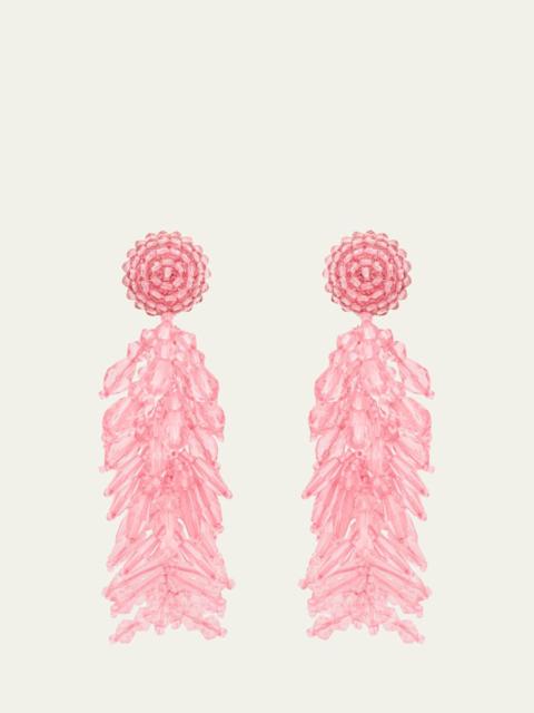 Oscar de la Renta Beaded Cascade Tassel Clip-On Earrings