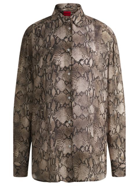 HUGO OVERSIZE-FIT BLOUSE IN PYTHON-PRINT CREPE DE CHINE