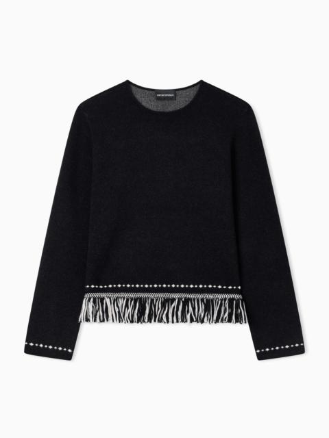 EMPORIO ARMANI JUMPER WITH FRINGED HEM