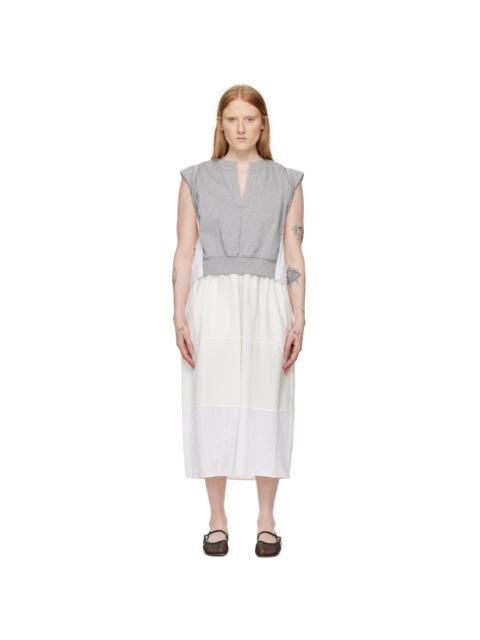 3.1 Phillip Lim Gray & White Rolled Sleeve Midi Dress