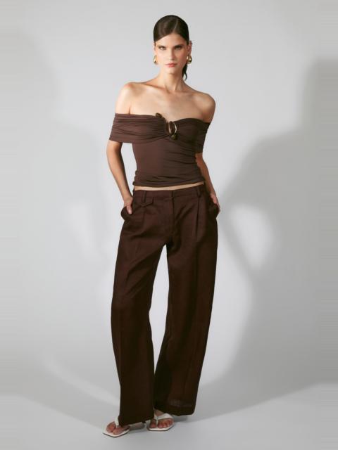 BARDOT Martina Off The Shoulder Top In Chocolate