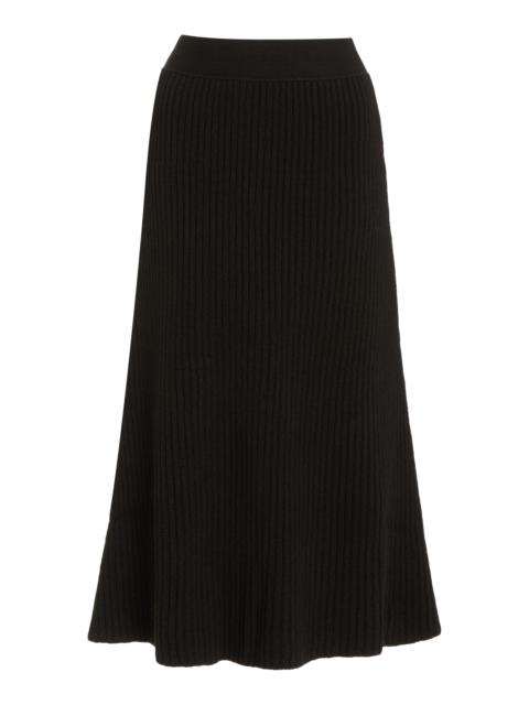 Bottega Veneta Ribbed-Knit Wool Midi Skirt brown