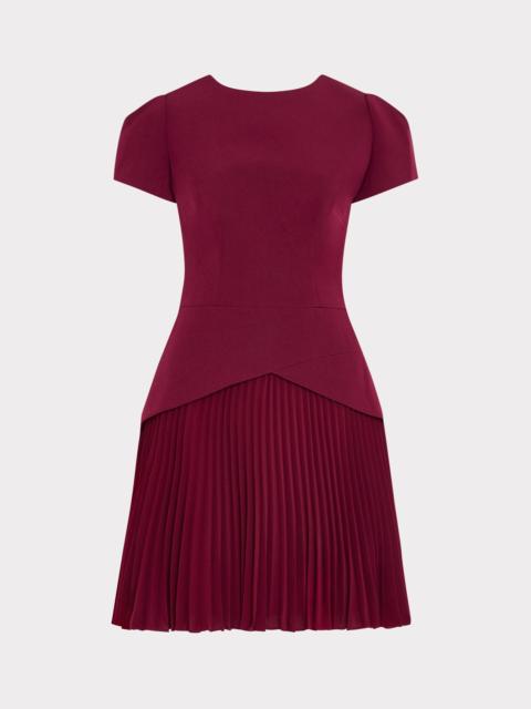 MILLY Haddy Pleated Short Sleeve Mini Dress