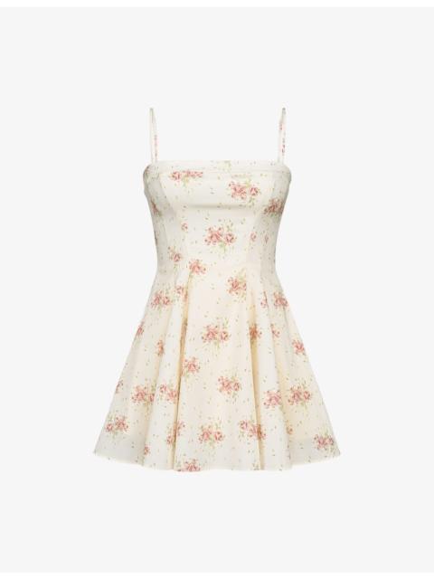 House of CB Dolly Floral-Print Stretch-Cotton Flared Mini Sundress