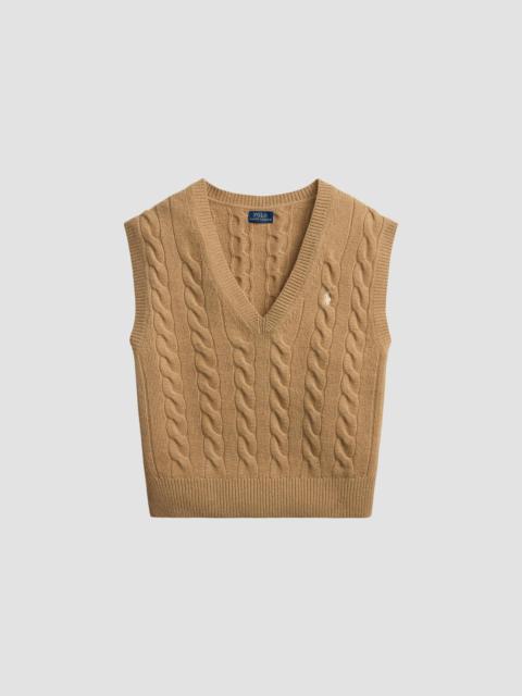 Polo Ralph Lauren Women's Cable-Knit Wool-Cashmere Sweater Vest - Collection Camel Melange
