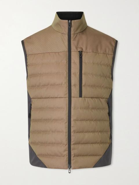 SEASE Intrepid Shell-Trimmed Quilted Herringbone Virgin Wool Down Gilet Brown