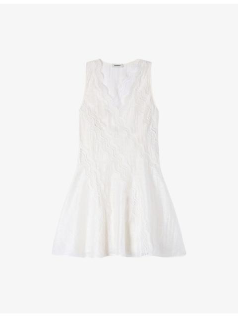 Sandro Sleeveless V-Neck Linen-Blend Mini Dress