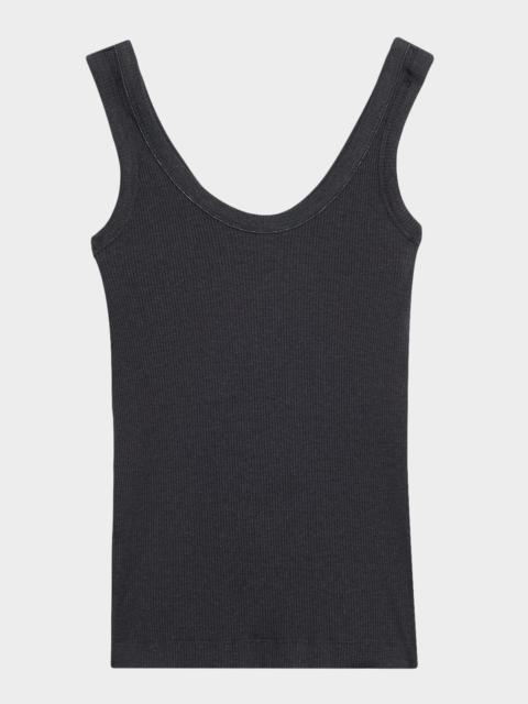 Brunello Cucinelli Monili Scoop-Neck Cotton-Stretch Tank Top