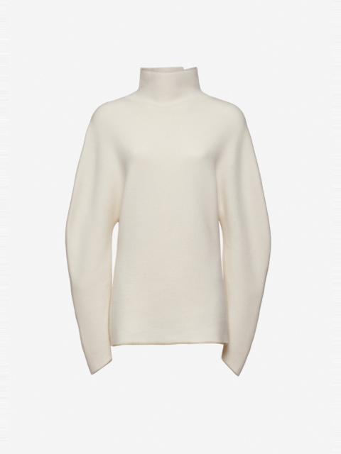 MAGDA BUTRYM Dimensional slevees wool turtleneck in white