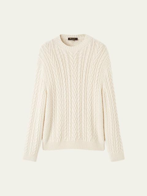 Loro Piana Men's Schooner Cashmere Cable Crewneck Sweater