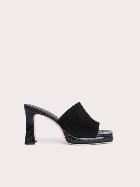 BY FAR Beliz Black Croco and Suede Leather