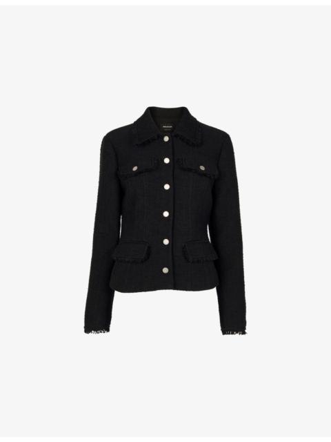 WHISTLES Lucie Button-Up Boucle Jacket