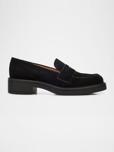 Stuart Weitzman Celia Lite Suede Penny Loafers