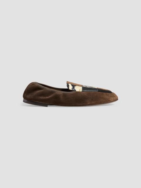 KHAITE Women's Zoe Patchwork Suede & Leather Flats - Chocolate