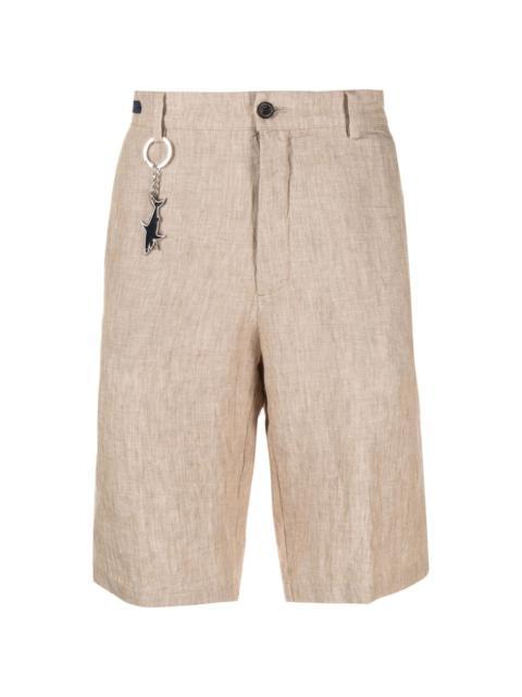 keyring-attachment linen bermuda shorts