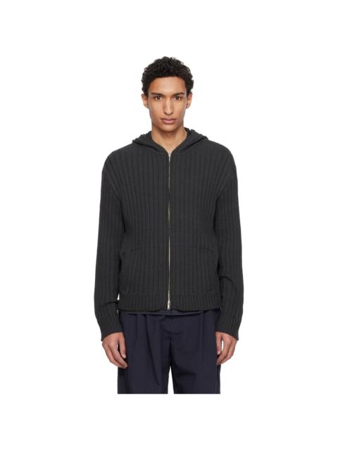 YOKE Gray Cotton Wide Rib Hoodie