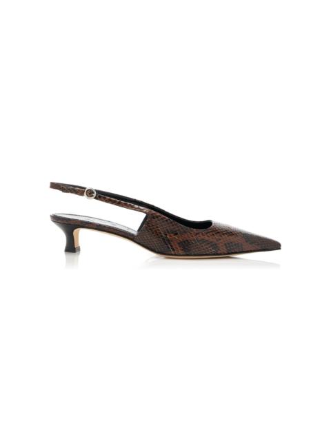Aeyde Catrina Snake-Effect Leather Slingback Pumps brown