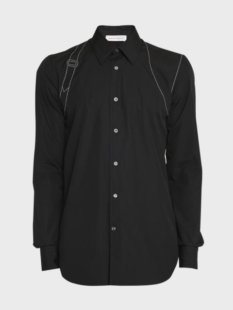 Alexander McQueen Men's Contrast-Stitch Harness Dress Shirt
