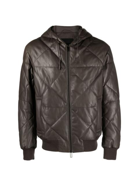 hooded leather jacket