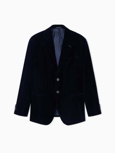 GIORGIO ARMANI Icon George line single-breasted stretch-velvet jacket