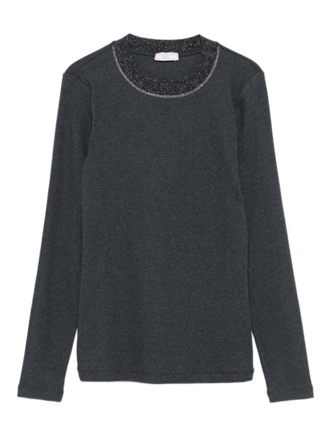 PESERICO embellished-neck long-sleeve top