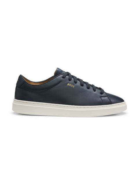 BOSS CUPSOLE SNEAKERS IN SMOOTH LEATHER WITH GOLD-TONE LOGO
