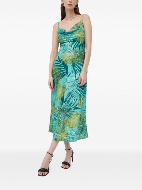 GUESS USA cowl-neck leaf-print dress