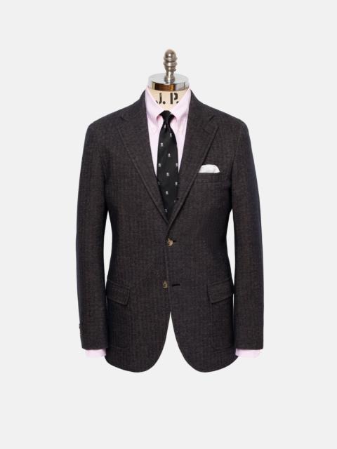 J. PRESS BROWN HERRINGBONE KNIT SPORT COAT
