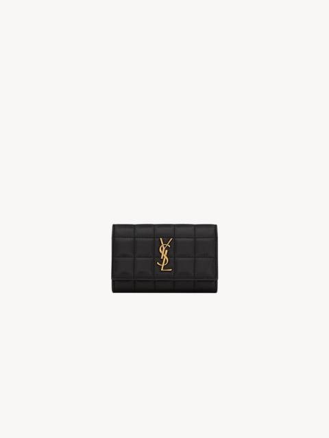 SAINT LAURENT CASSANDRE MATELASSÉ CARRÉ COMPACT CARD CASE IN LAMBSKIN