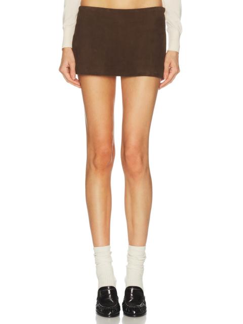 AEXAE Lamb Leather Suede Mini Skirt