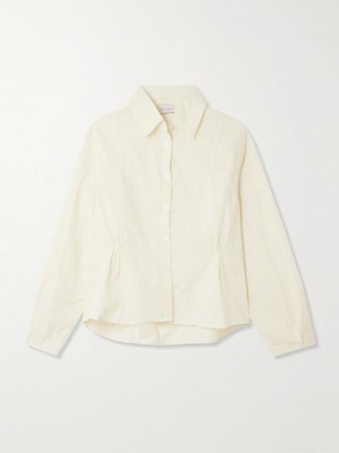DEIJI STUDIOS Cami Paneled Pintucked Striped Organic Cotton-poplin Shirt