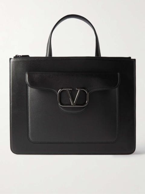 Valentino Valentino Garavani Logo-Embellished Leather Briefcase