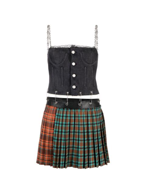 Andersson Bell pin-link checked-skirt dress