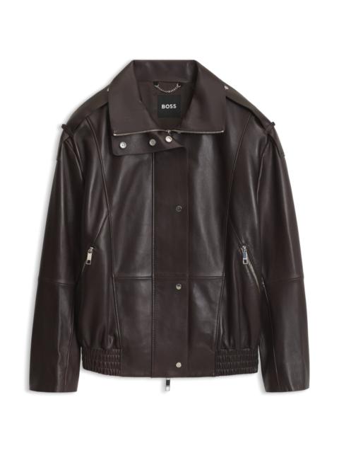 BOSS AVIATOR-STYLE SHORT TRENCH COAT IN NAPPA LEATHER