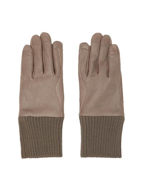 Rick Owens Taupe Tower Rib Cuff Gloves