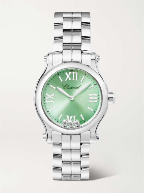 Happy Sport 30mm stainless steel, diamond and tsavorite watch