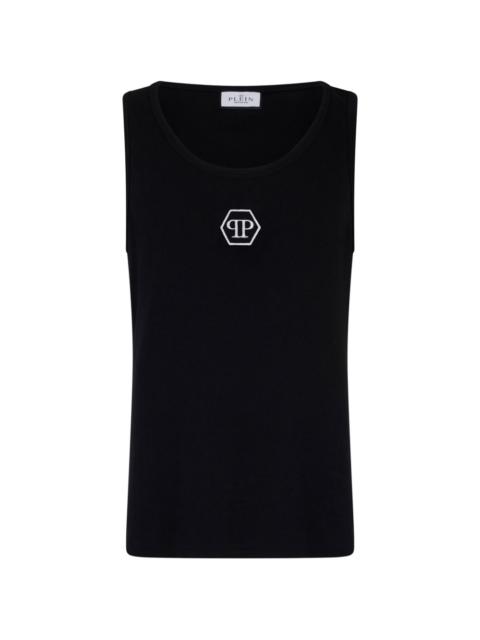 PHILIPP PLEIN logo-embroidered cotton tank top