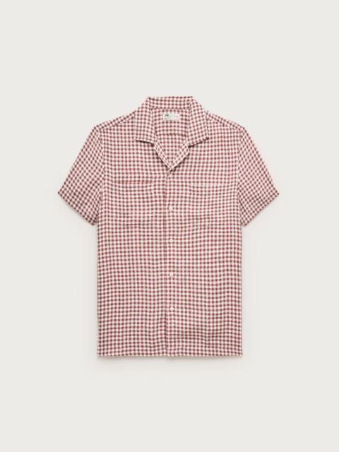 J.CREW Short-sleeve linen camp-collar shirt in gingham
