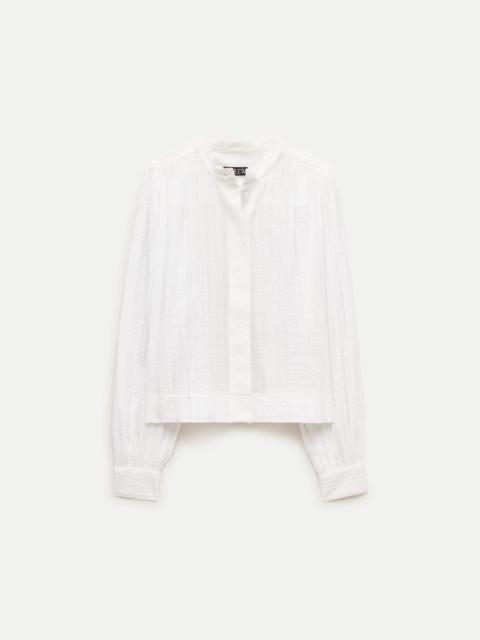 J.CREW Button-front blouse in striped textured cotton