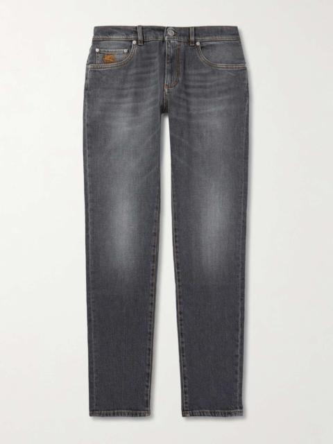 Slim-Fit Straight-Leg Logo-Embroidered Jeans