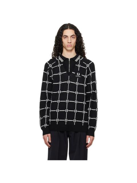 Fred Perry Black Kris Van Assche Edition Long Sleeve Knitted Polo
